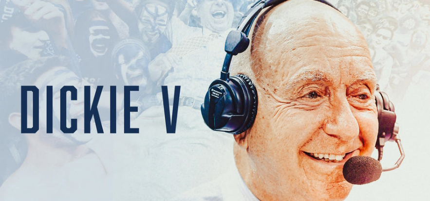 An image of the poster for the "Dickie V" documentary.